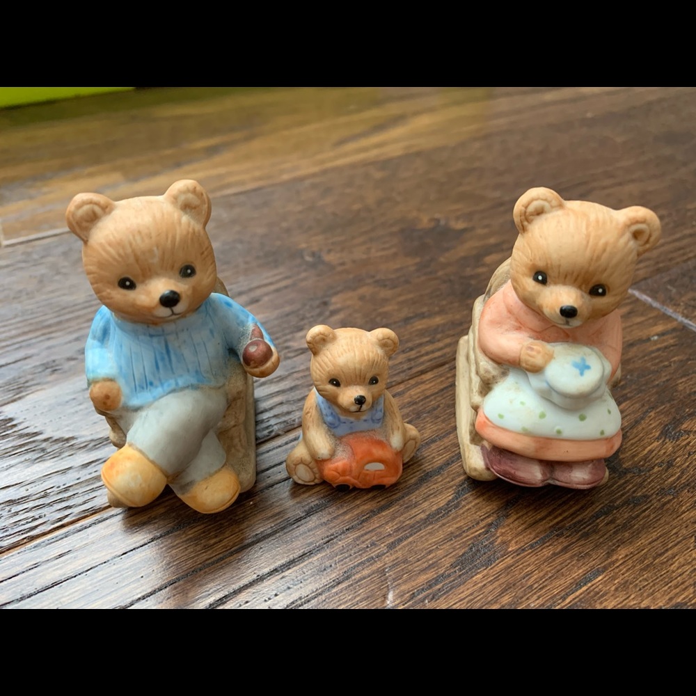 Vintage Rare HOMCO Bears Set #1470 Made in Sri Lanka Mama, Papa, and Baby Bear
